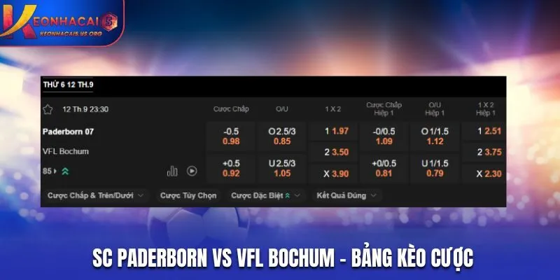 Soi kèo SC Paderborn vs Vfl Bochum - tỷ lệ kèo trong trận